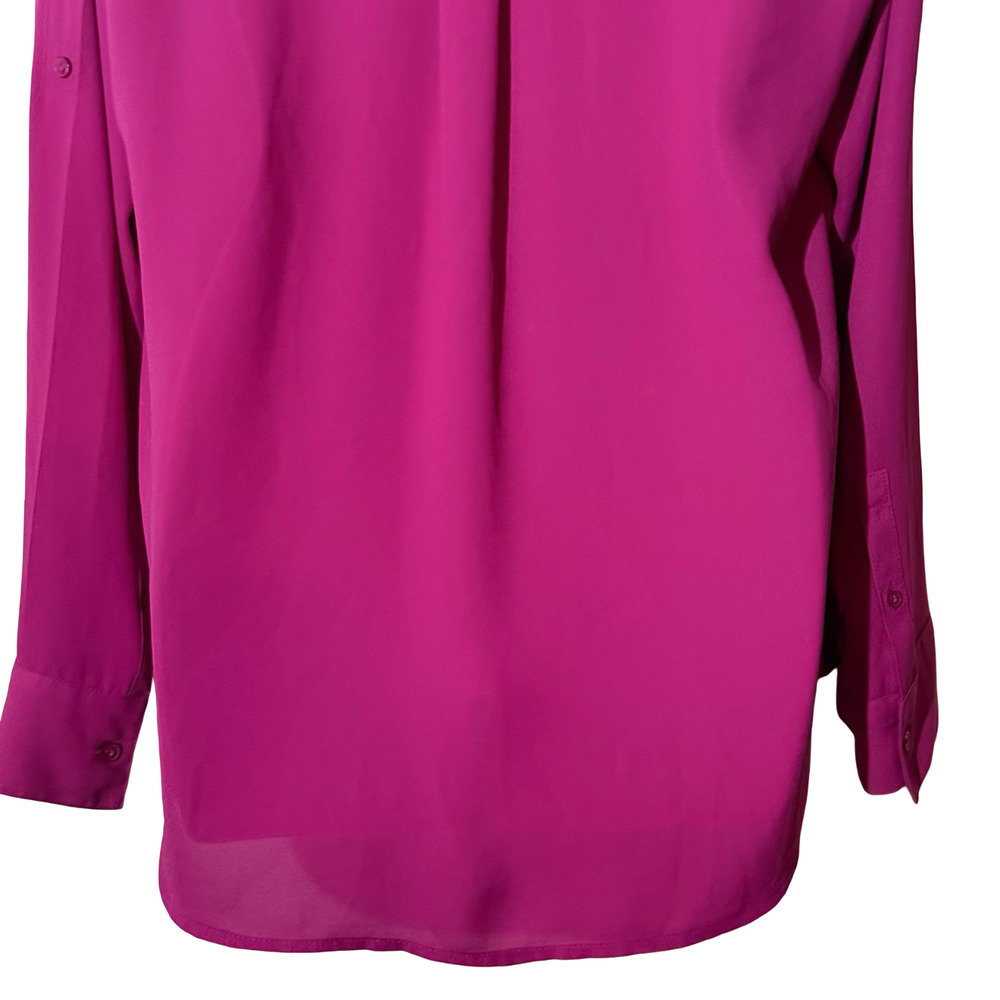 Express The Portofino Shirt Pink Button Up Chiffon Long Sleeve Top V-Neck sz L - Picture 16 of 16
